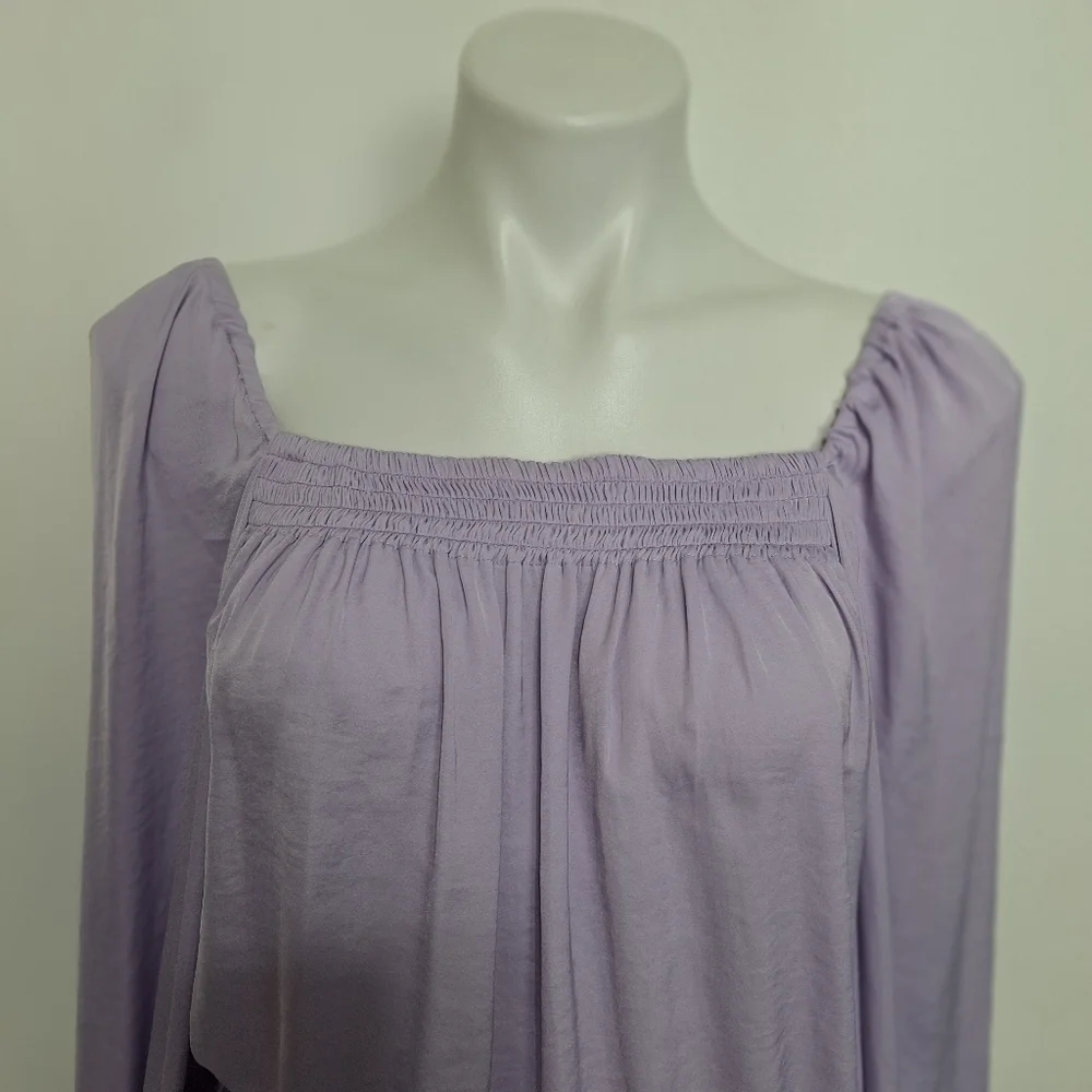 Free People Coquette Feminine Cottagecore Lavender Long Sleeve Bodysuit Size S